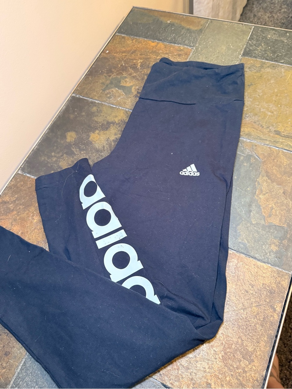 adidas Black Leggings with White Logo